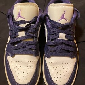 Jordan Purple and White High-Top Sneakers